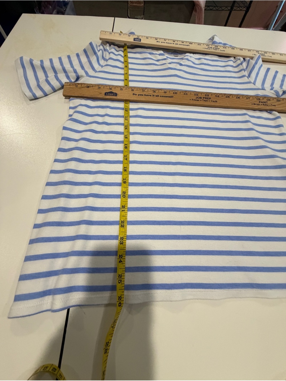 croft & barrow Blue and White Striped Off-Shoulder Tee